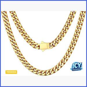 Chunky Cuban Link Chain Necklace Stainless Steel Statement Jewelry